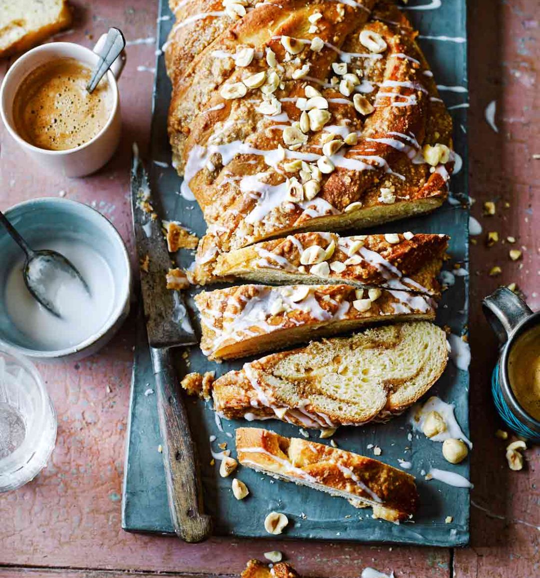 Nusszopf twisted hazelnut loaf