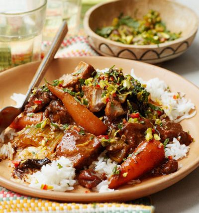 Moroccan-spiced fruity pork