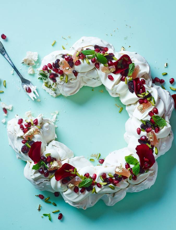 Turkish Pavlova With Rose Petals And Mint | Sainsbury's Magazine