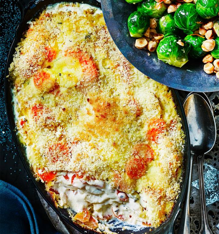 Parsnip and carrot gratin