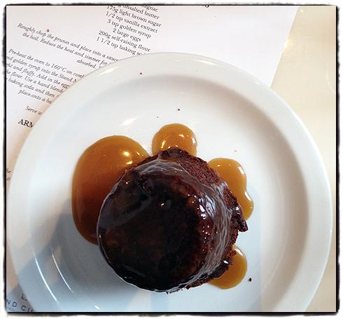 Prune Kumquat Sticky Pudding with Armagnac Toffee Sauce 