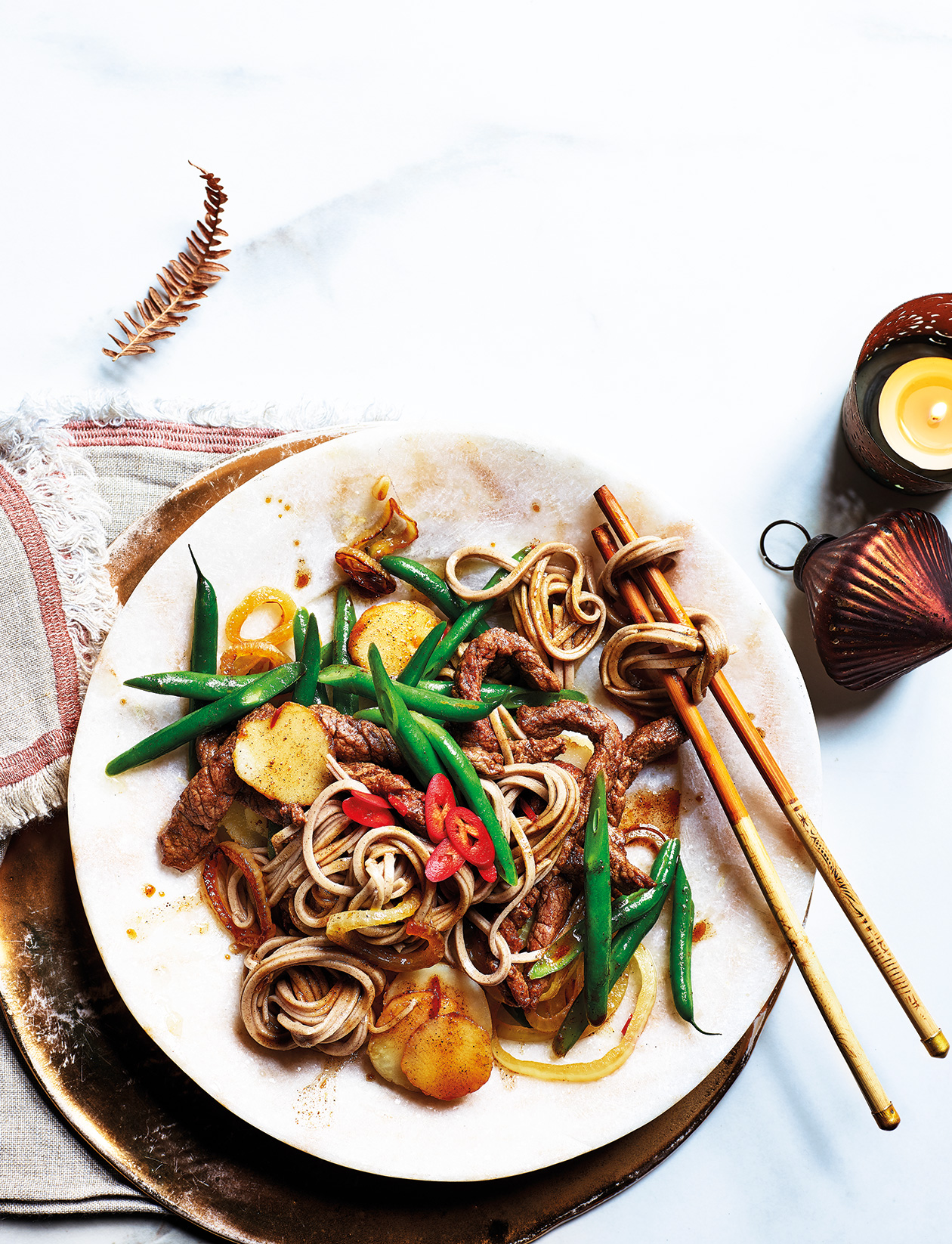 Beef Soba Noodles with Green Beans
