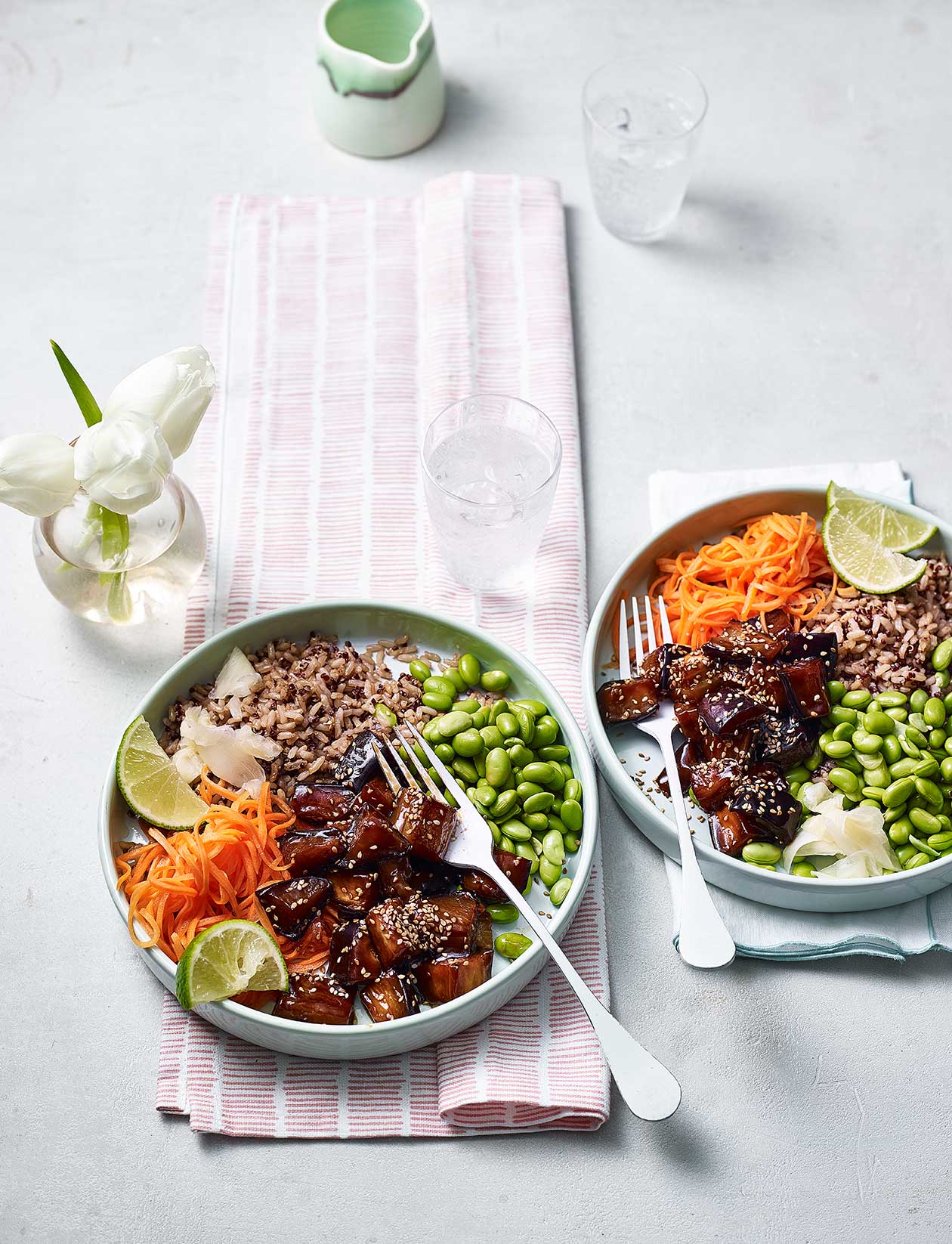 Teriyaki aubergine rice bowl recipe | Sainsbury`s Magazine