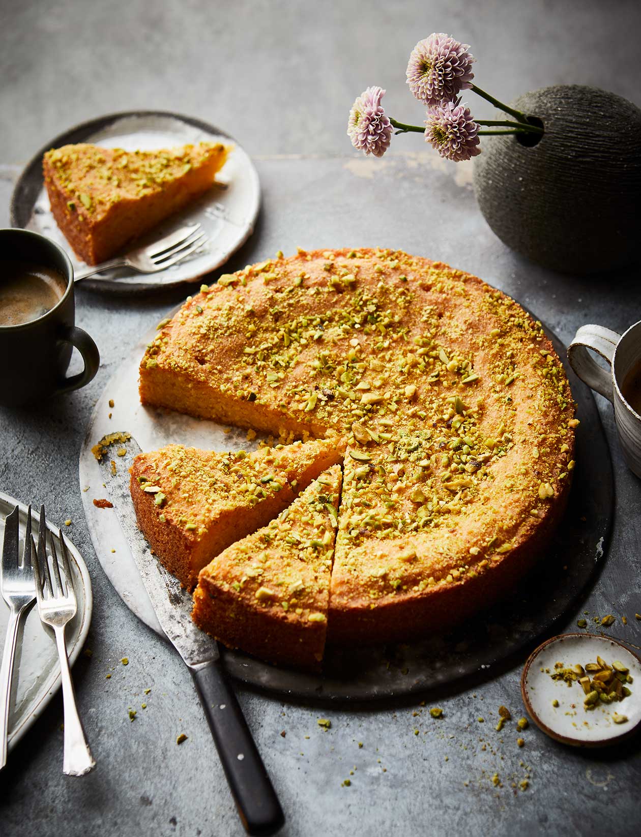 Lemon + olive oil + polenta cake with rosemary syrup. – The Lucky Baker
