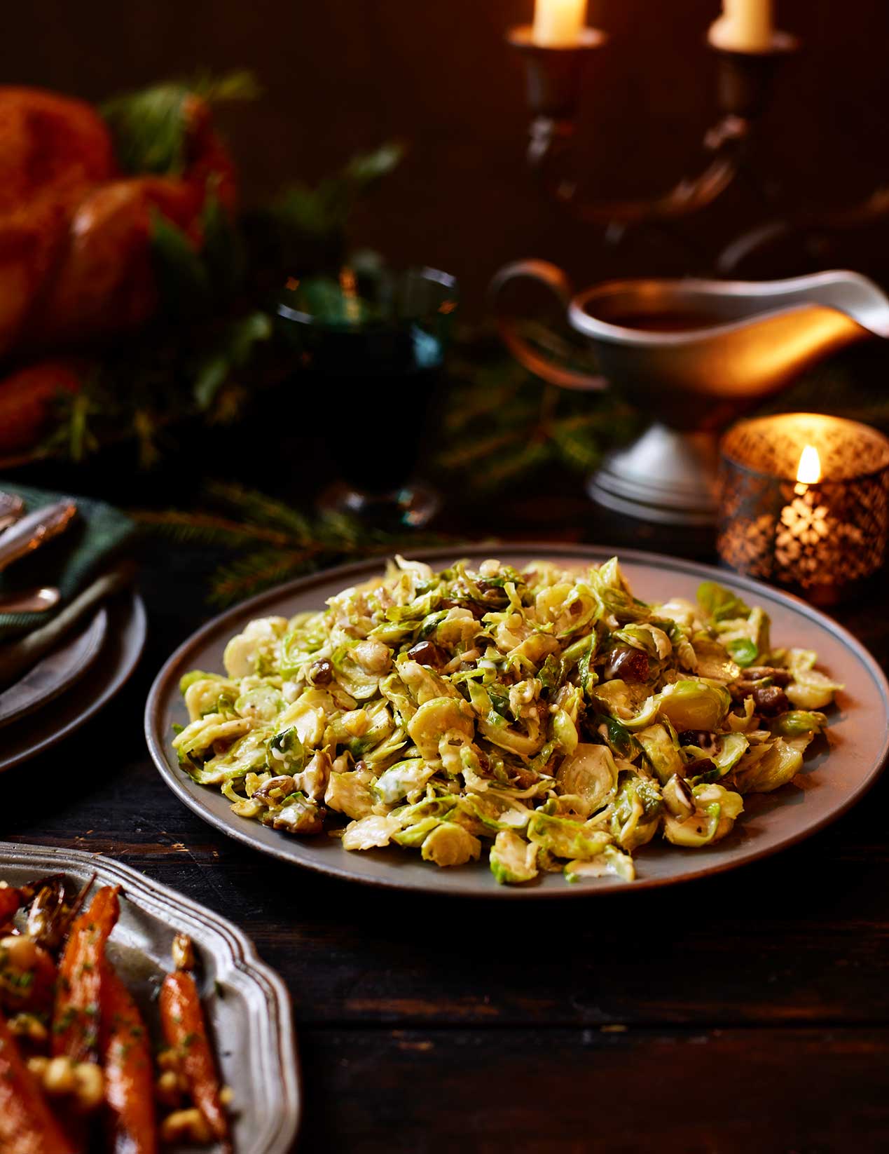 Creamed Brussels sprouts with chestnuts recipe | Sainsbury`s Magazine