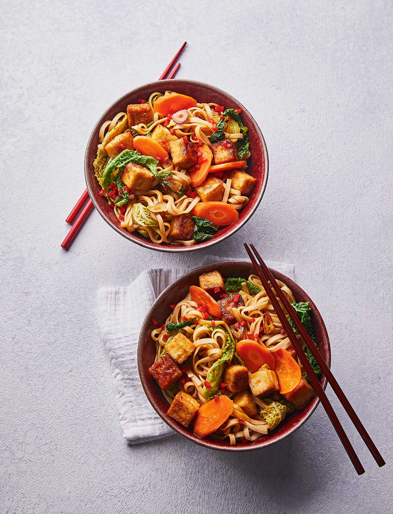 image of Veg and Tofu Spicy Noodles recipe by Sainsbury’s Magazine