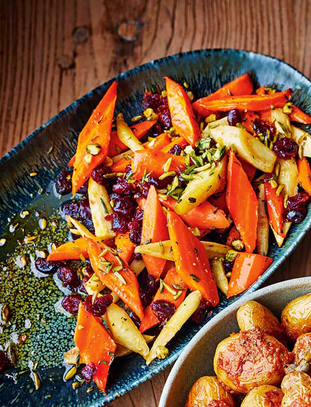 Roasted roots with fruit and nuts recipe | Sainsbury`s Magazine