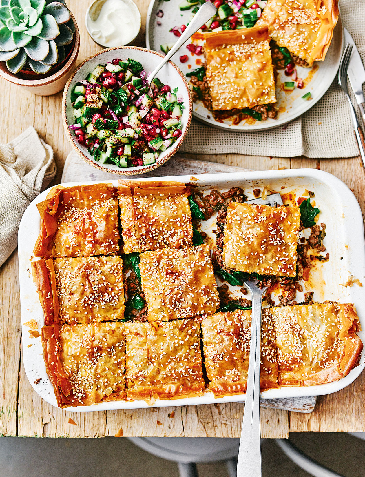 Egyptian filo pie with chopped salad recipe | Sainsbury`s Magazine