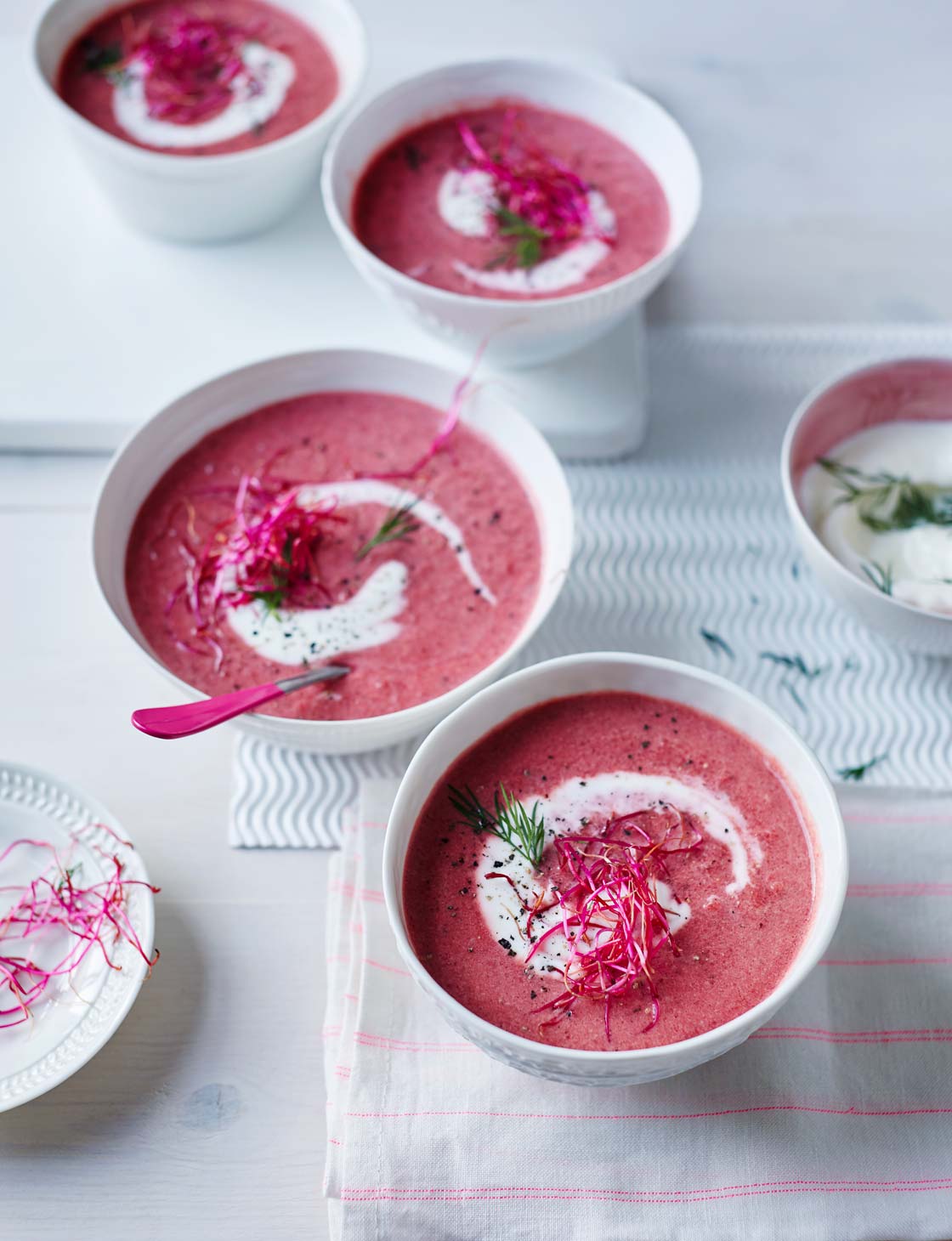 beetroot-and-apple-soup-with-soured-cream-and-dill-sainsbury-s-magazine