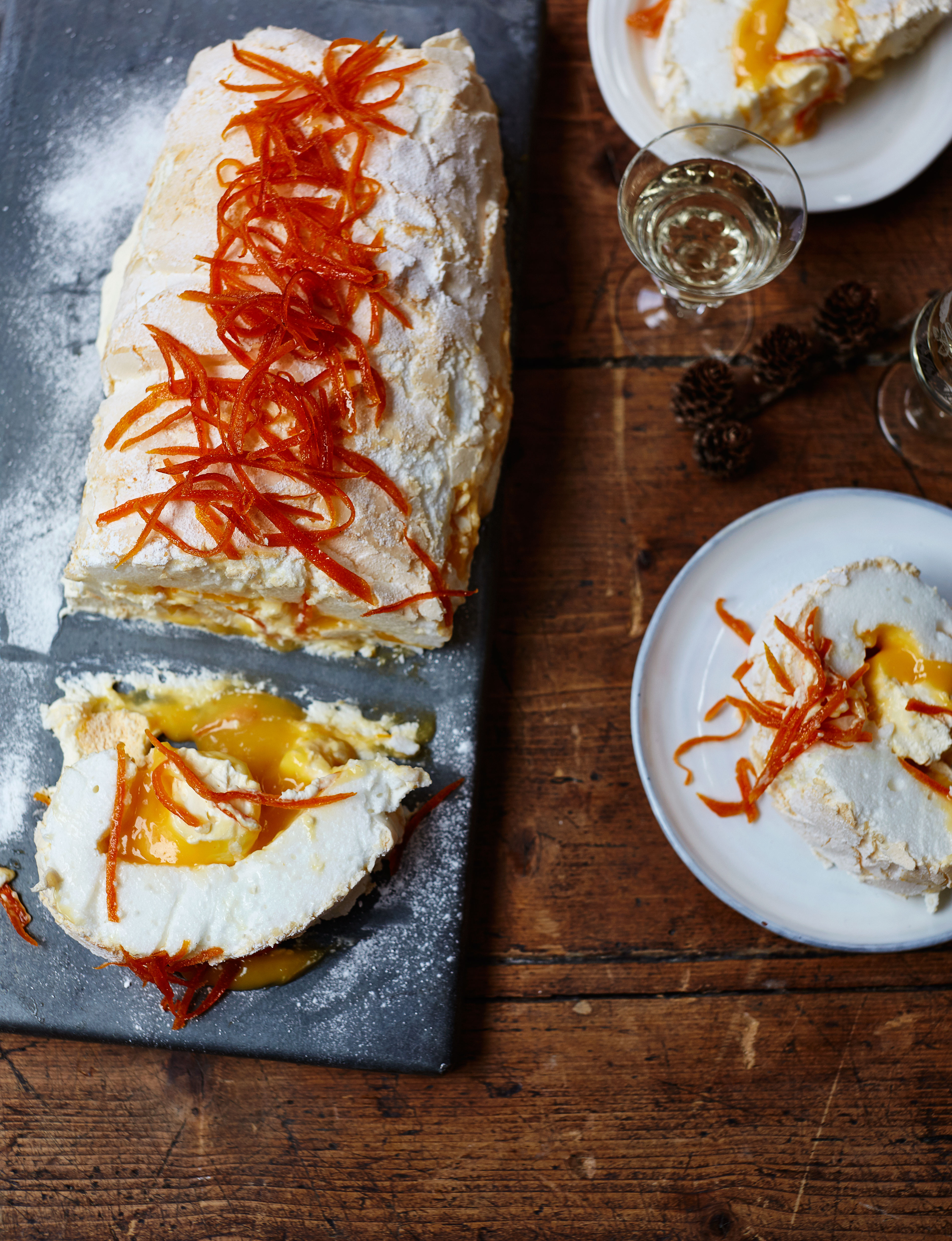 Meringue Roulade With Clementine Curd Sainsbury S Magazine