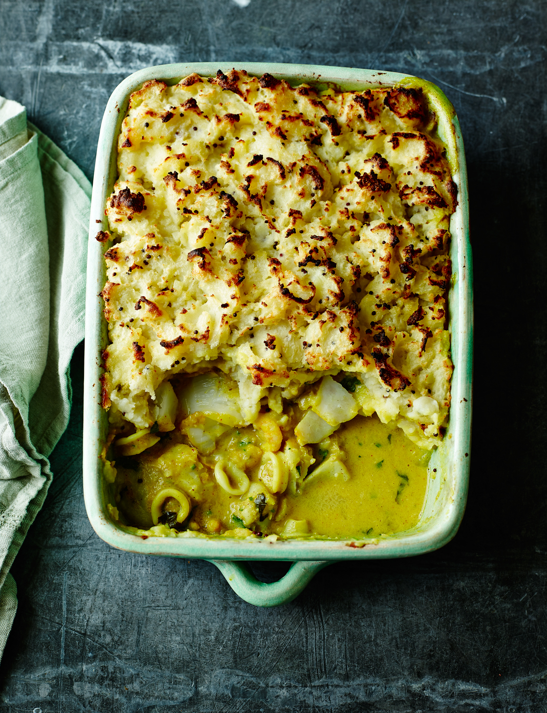 Bengali coconut fish pie with mustard-seed mash | Sainsbury`s Magazine