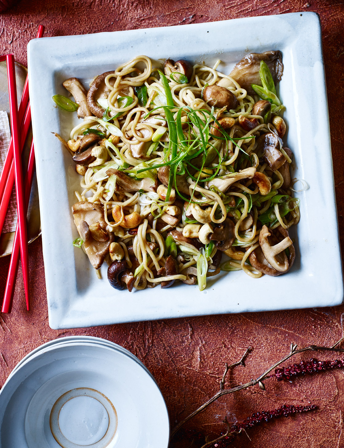 Mushroom and cashew stir-fried noodles recipes | Sainsbury`s Magazine
