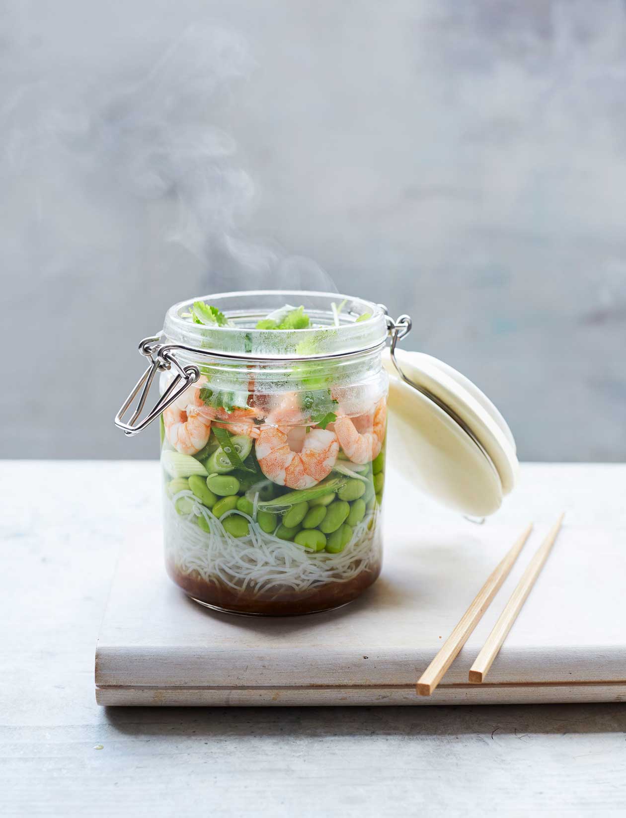 Japanese prawn noodle jar recipe | Sainsbury`s Magazine