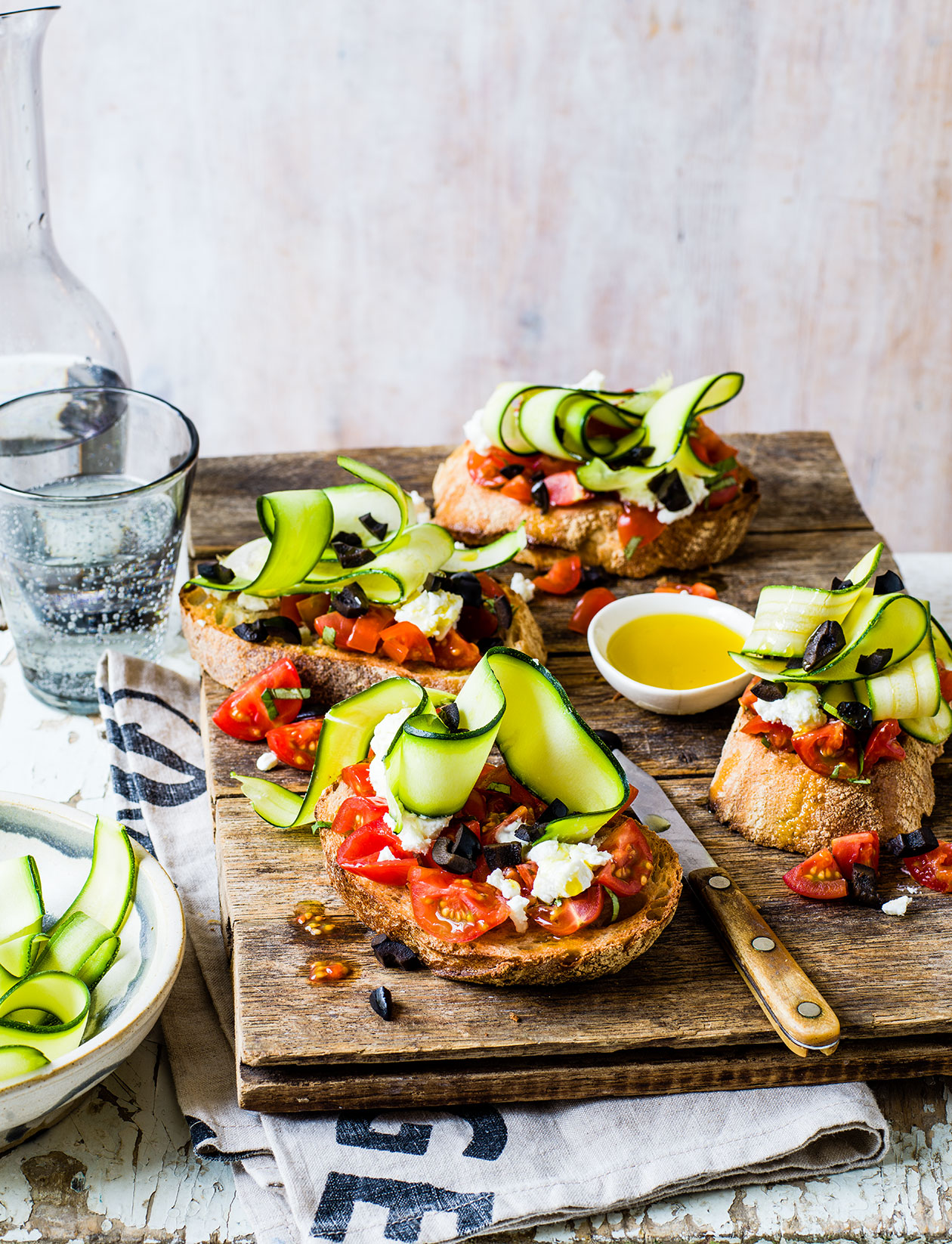 Goats’ cheese, tomato and courgette bruschetta recipe Sainsbury`s