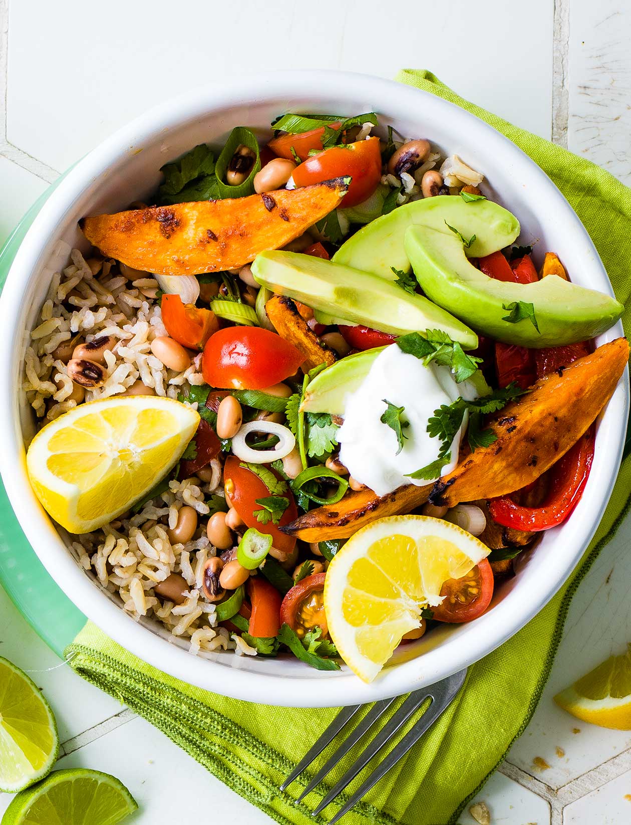 chicken sweet potato rice bowl