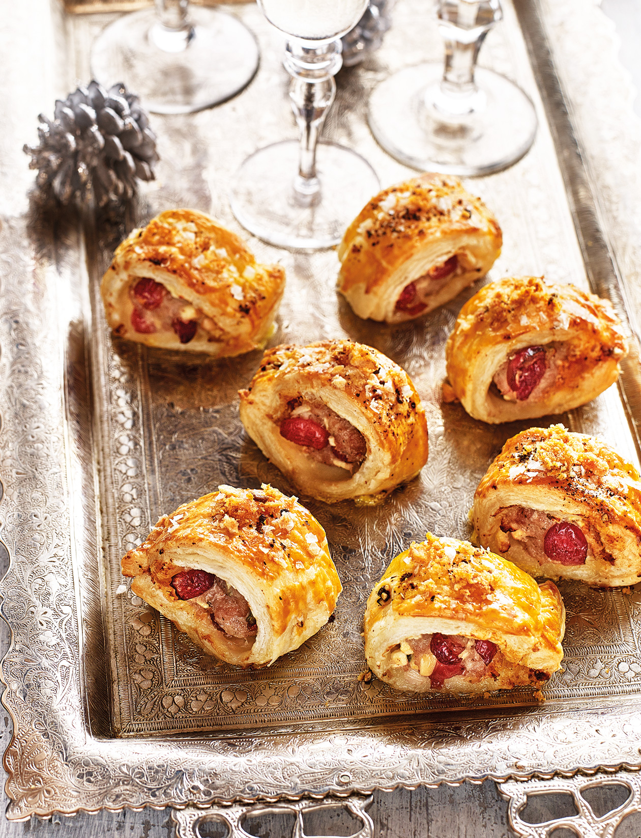 Cranberry and pork crackling sausage rolls | Sainsbury`s Magazine