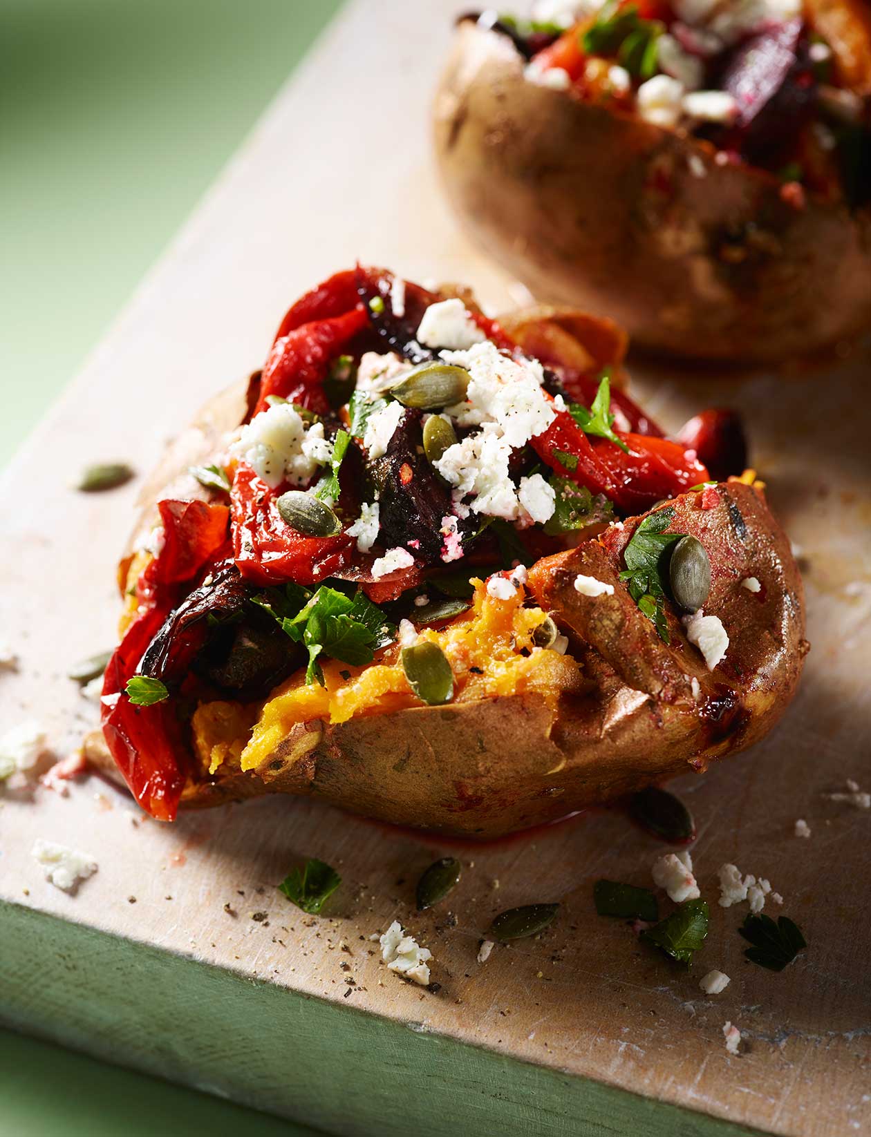 Sweet potato jackets with beetroot ratatouille recipe | Sainsbury`s