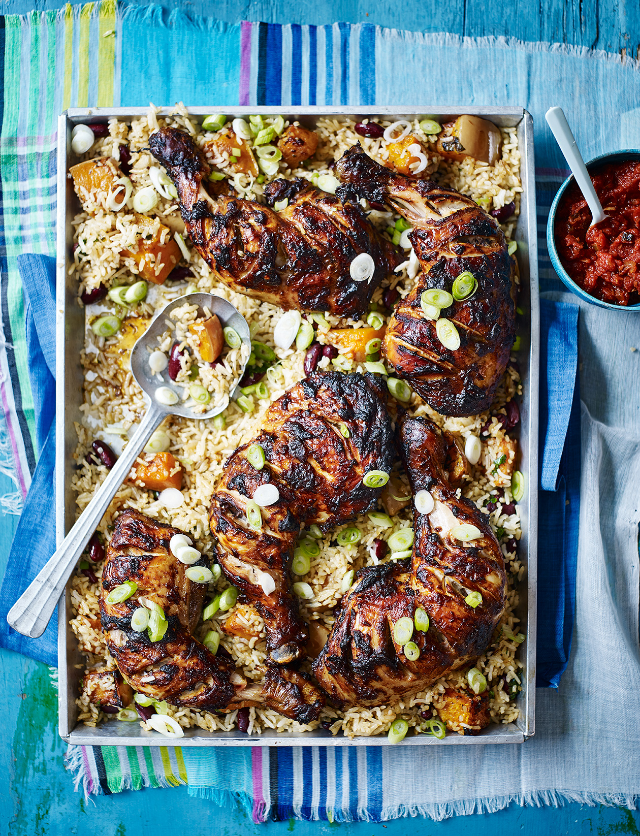 Mexican chicken with roast squash rice and smoky tomato relish ...