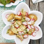 Smashed Jersey Royals with hot honey and lime recipe