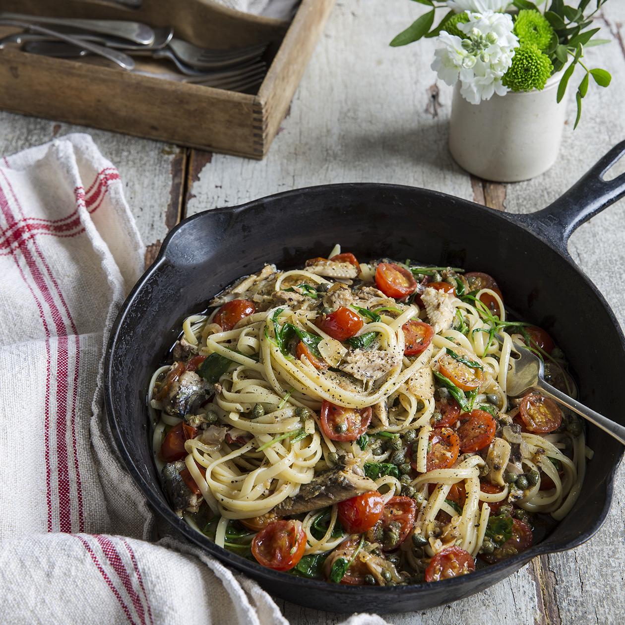 Sardine and tomato spaghetti recipe | Sainsbury`s Magazine
