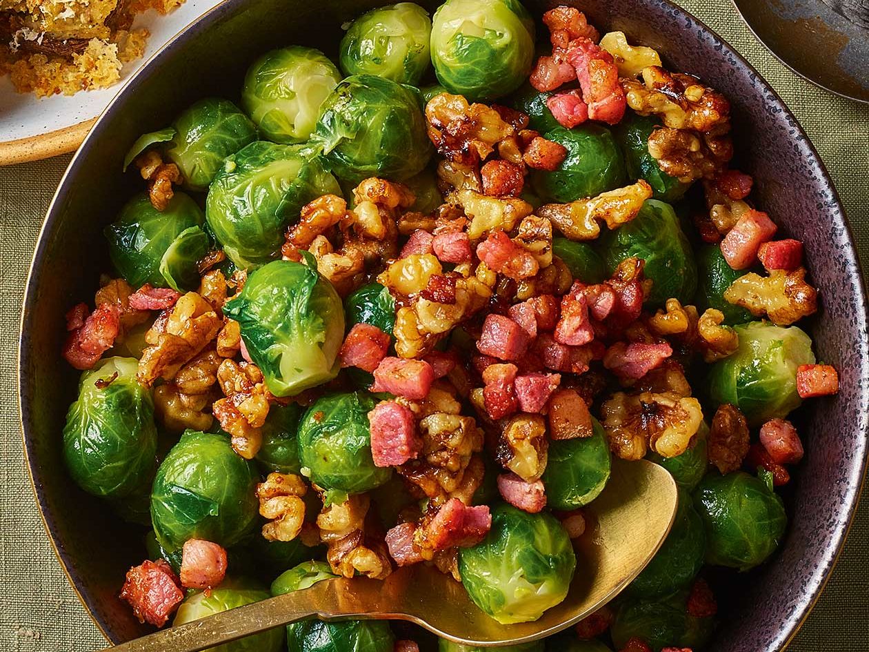 Brussels sprouts with pancetta and walnuts