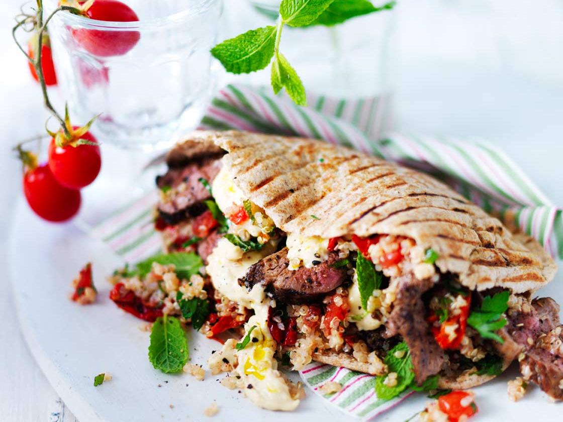 Griddled Lamb Mint And Tomato Couscous Wraps Sainsbury S Magazine