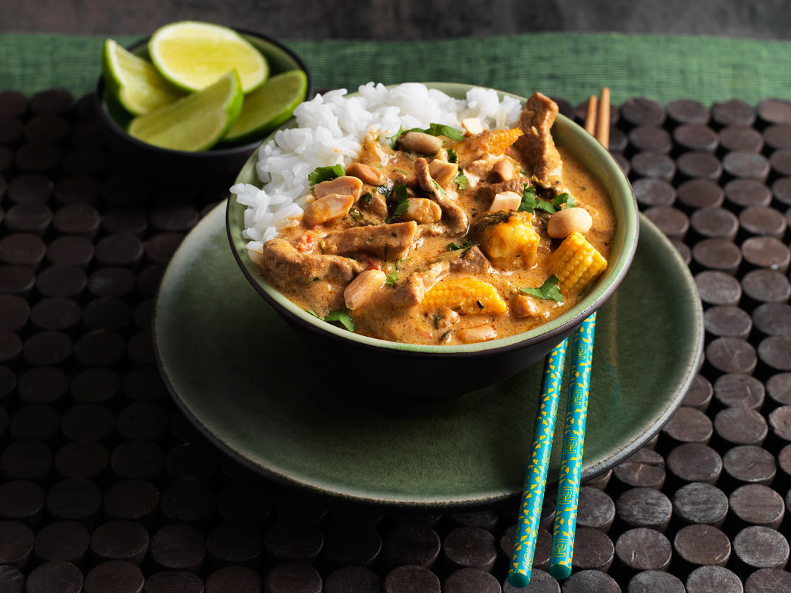 Thai pork store and peanut curry