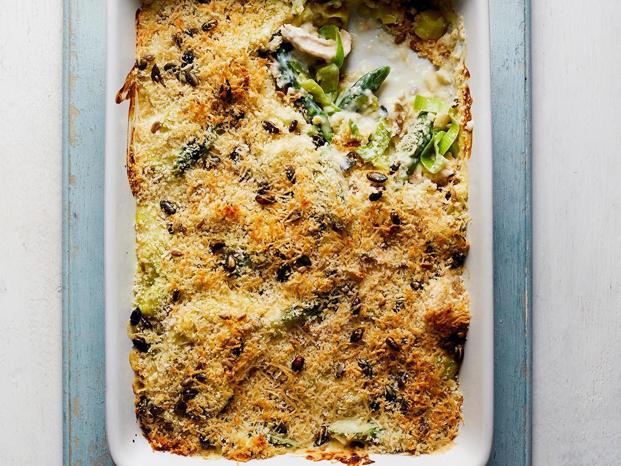 Chicken Leek And Asparagus Crumble Recipe Sainsbury S Magazine