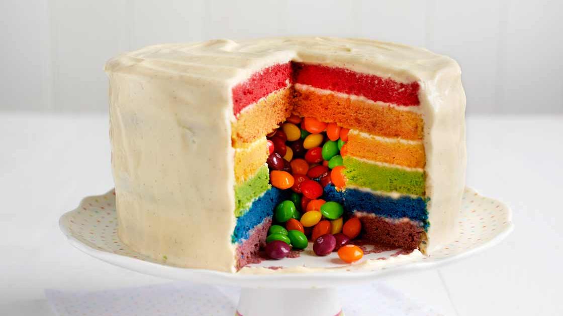Happy Birthday to Lara Kate Rainbow piñata cake, five layer rainbow colour cake  Rainbow mini cupcake pull apart cake With party… | Instagram