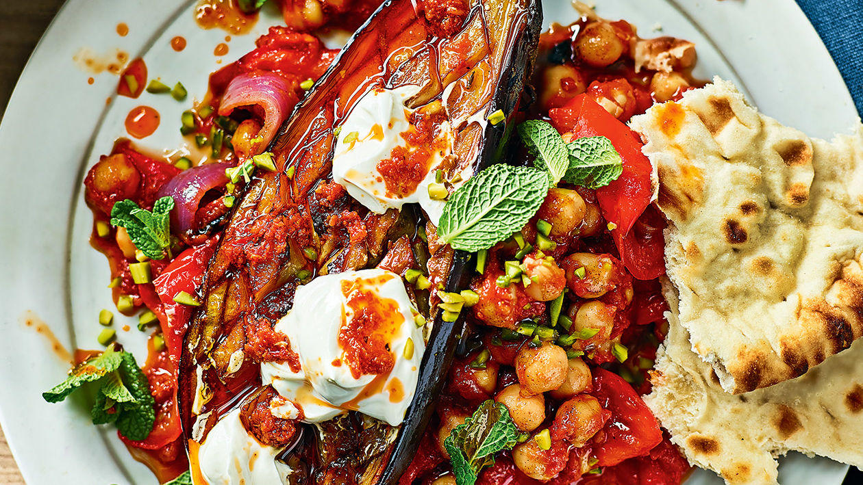 Vegan Aubergine Chickpea Bake (Middle Eastern)