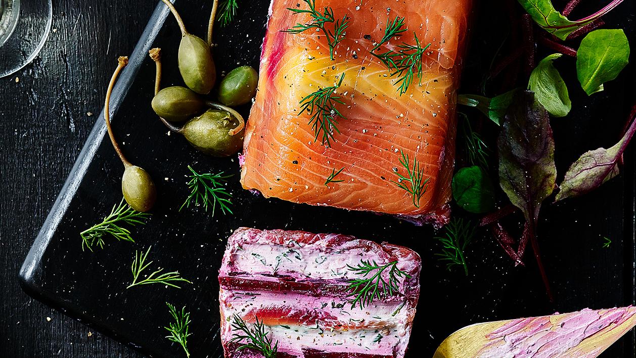 Salmon and beetroot terrine