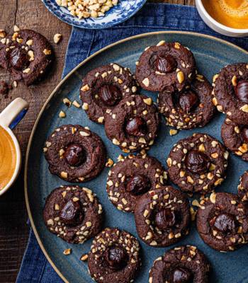 Mocha hazelnut thumbprint cookies