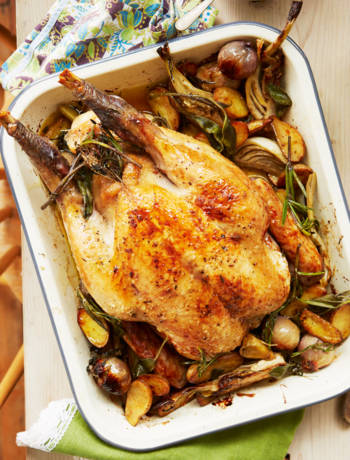 All-in-one roast chicken with aioli