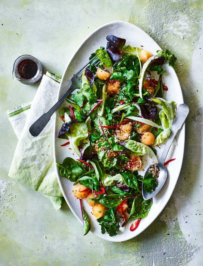 Asian melon salad with zingy lime dressing recipe | Sainsbury's Magazine