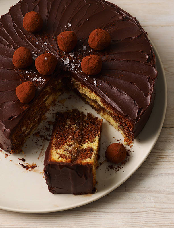 Chocolate salted caramel marble cake | Sainsbury's Magazine