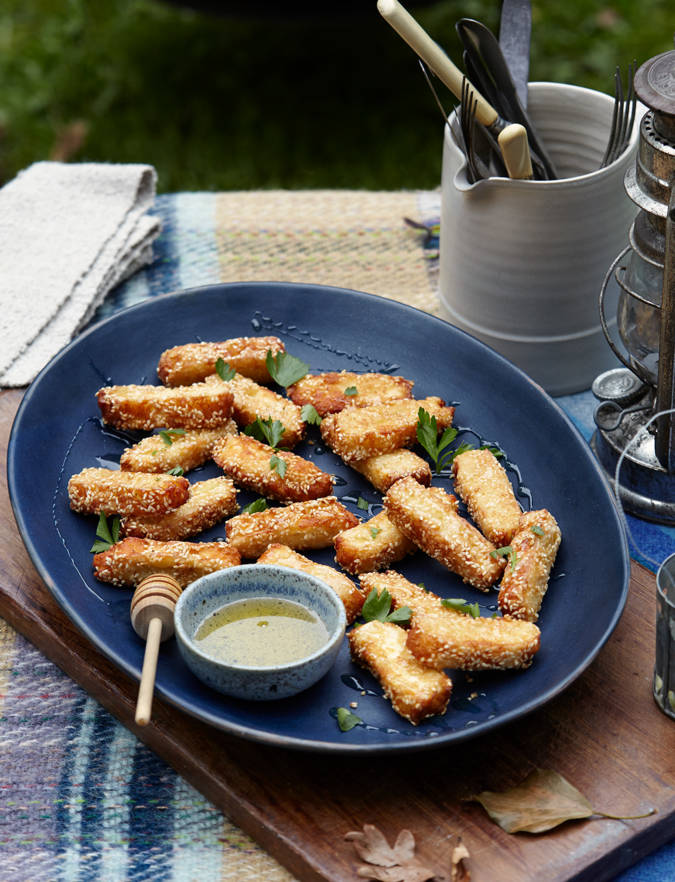 Sesame honey halloumi fries recipe | Sainsbury's Magazine