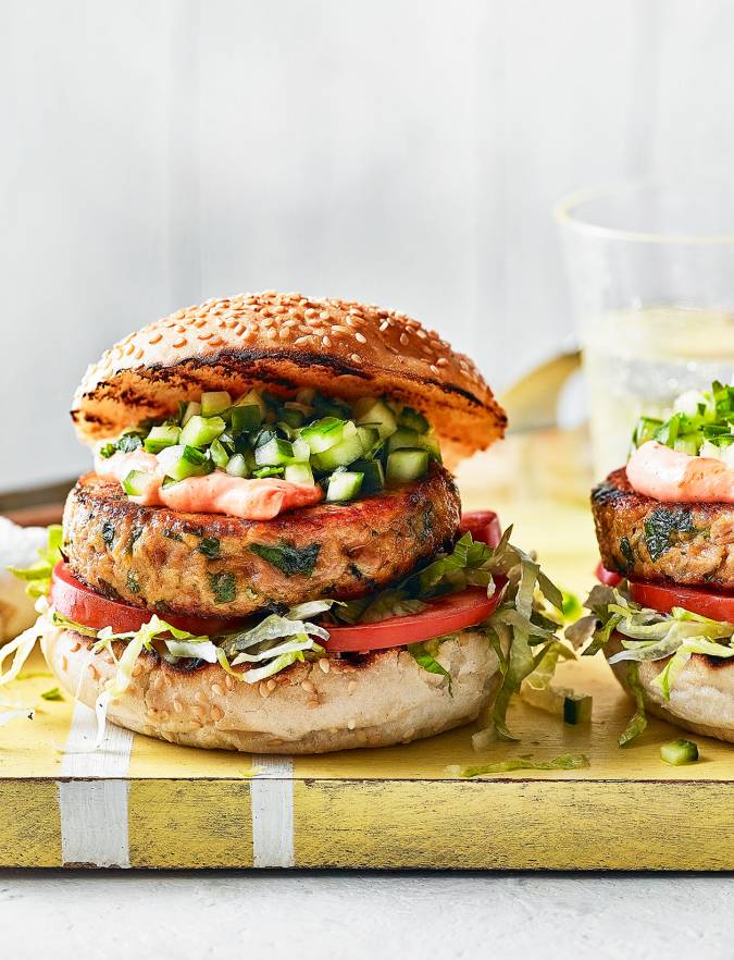 Tuna Burgers With Cucumber Salsa Recipe 