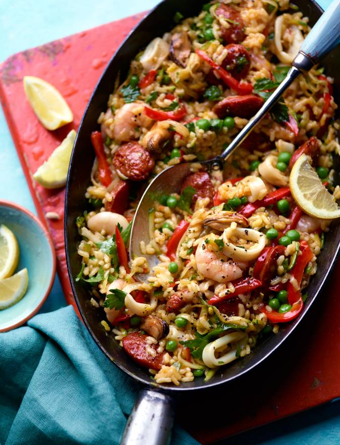 30-minute seafood paella | Sainsbury's Magazine