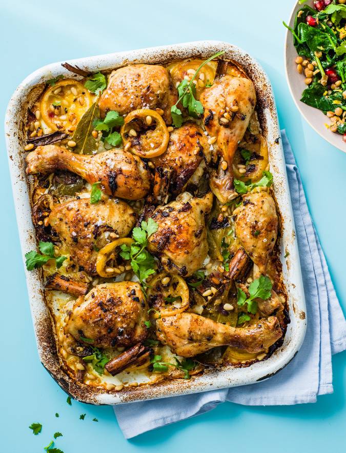 Spiced chicken traybake with spinach and lentils recipe | Sainsbury's ...