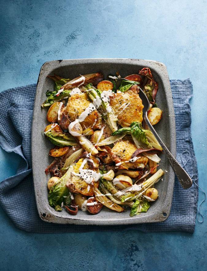 Chicken Caesar Traybake Recipe Sainsburys Magazine