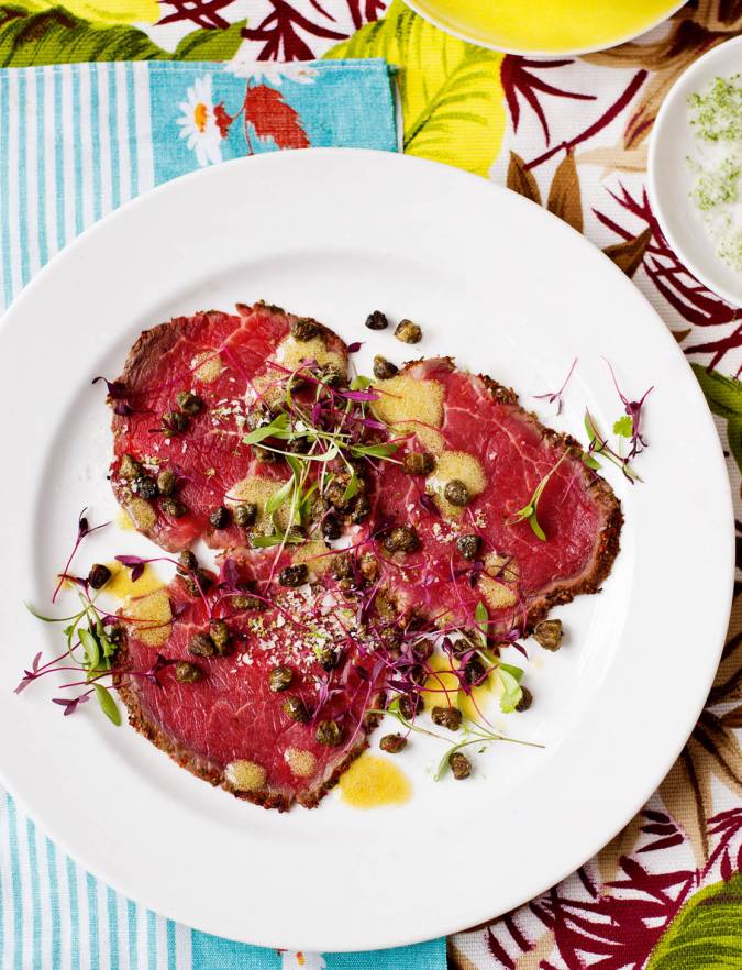 Lime and pepper crusted beef carpaccio | Sainsbury's Magazine