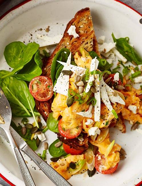 Scrambled Eggs With Feta And Spinach Sainsbury S Magazine