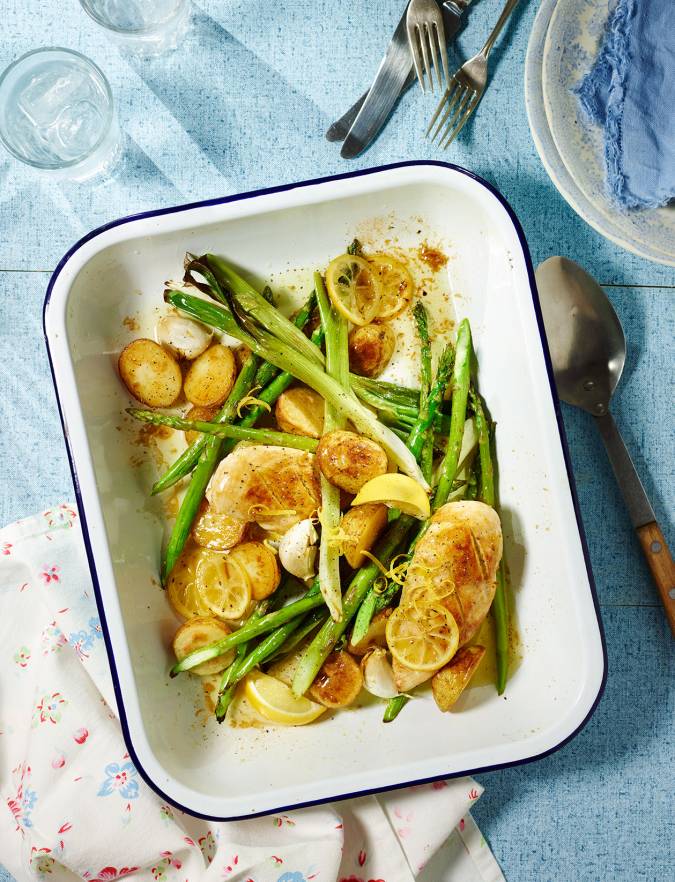 Asparagus And Chicken Traybake Recipe Sainsbury S Magazine