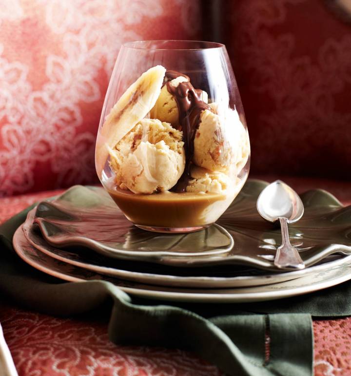 Peanut butter parfait with chocolate butterscotch