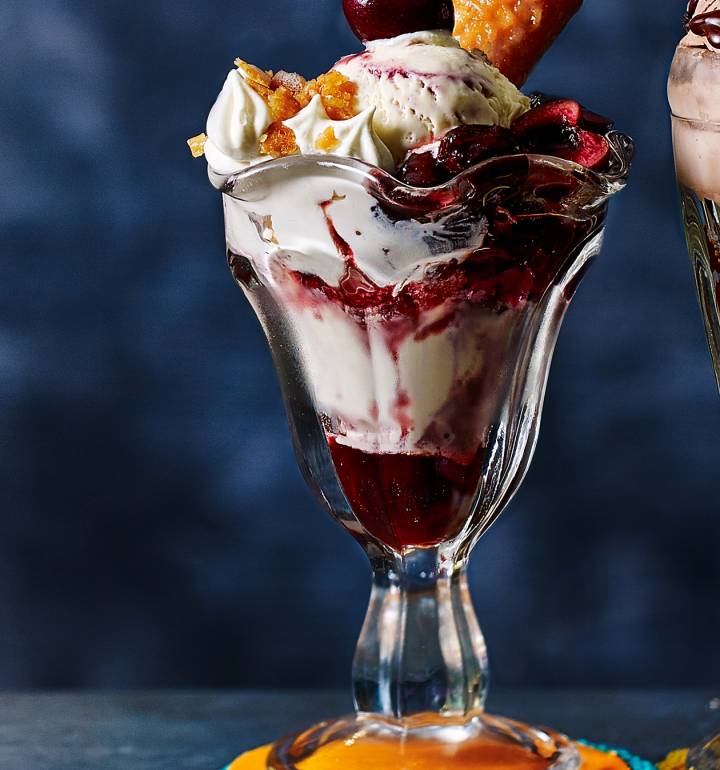 Cherry Bakewell sundae