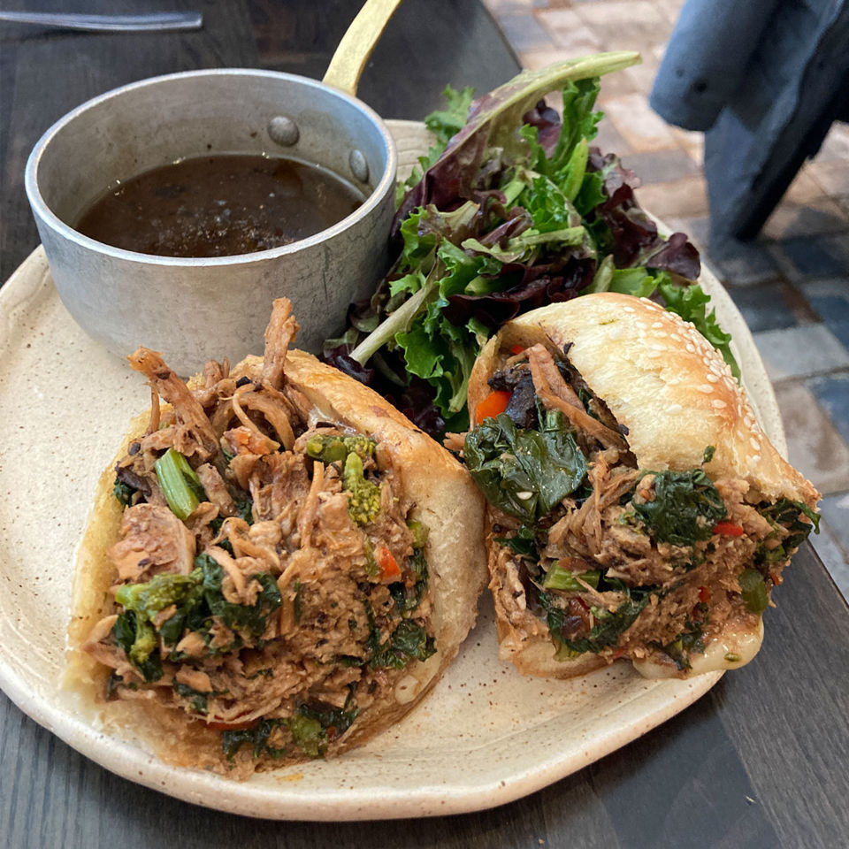 Pork belly porchetta sandwich from Esther’s Kitchen