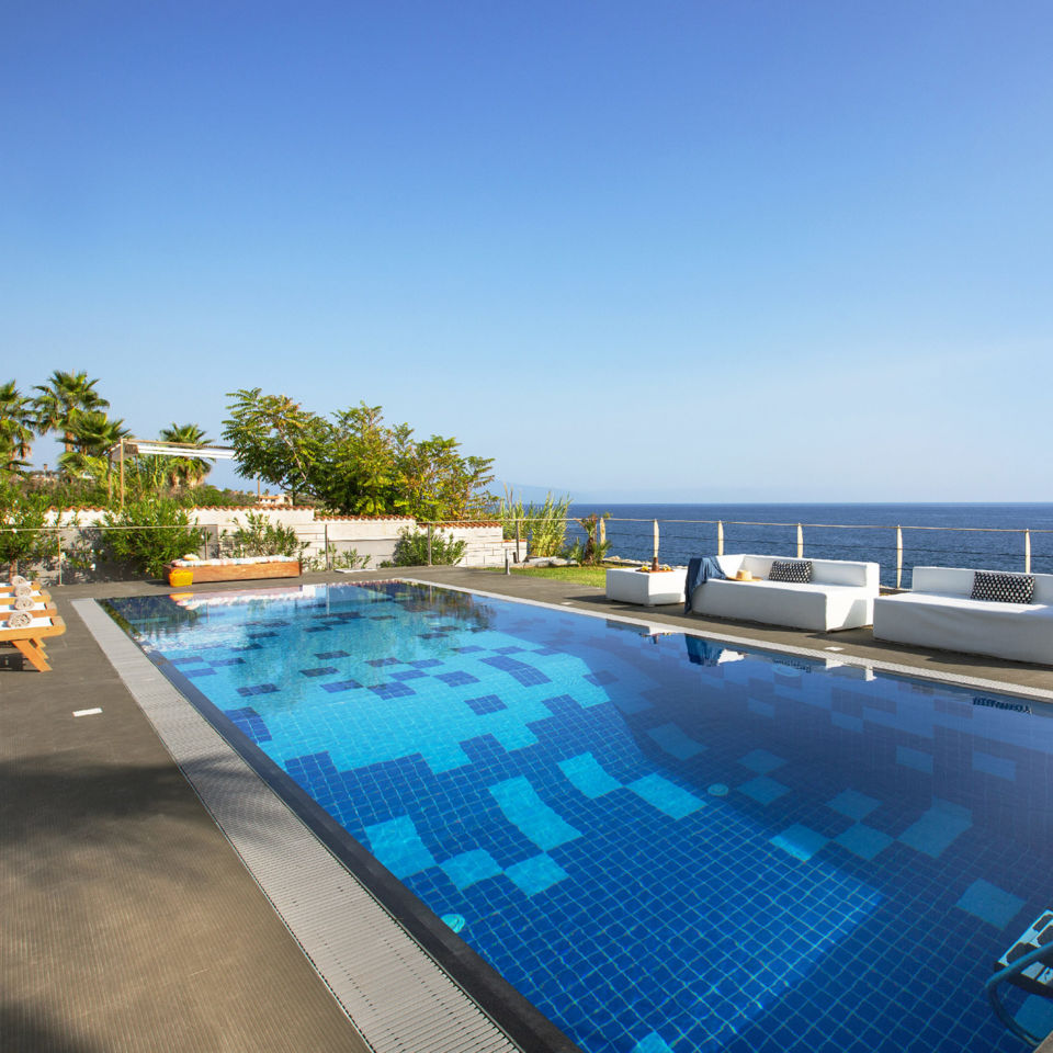 The villa’s private pool looking over the sea